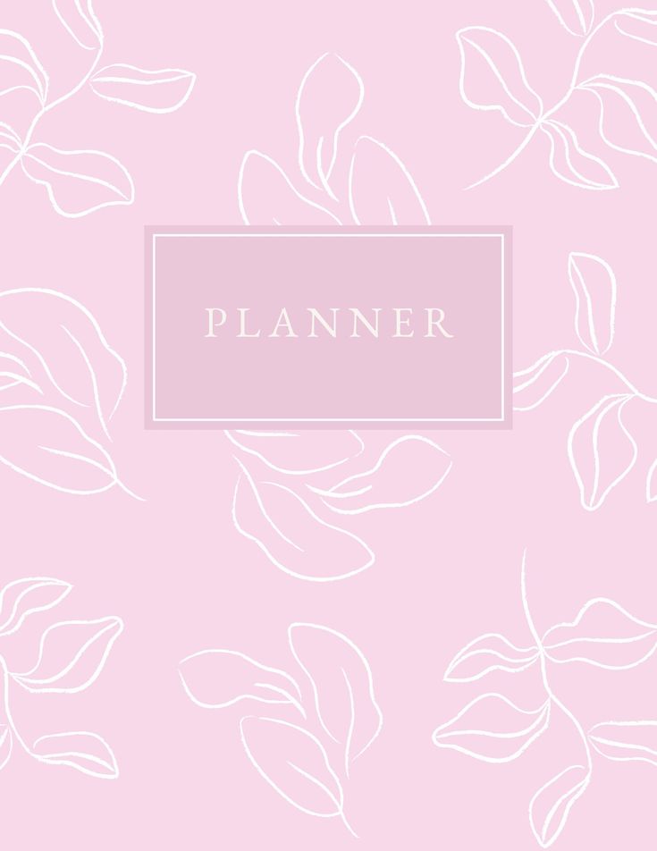 a pink and white floral background with the word planner written in large letters on it