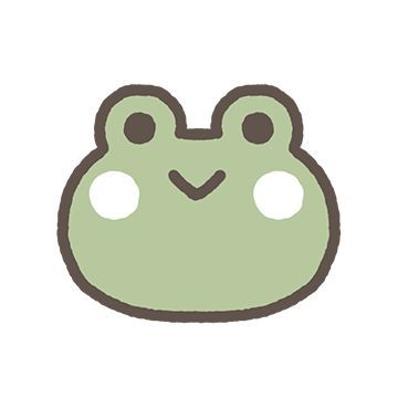 a green frog face with two eyes and one eye patch on it's nose