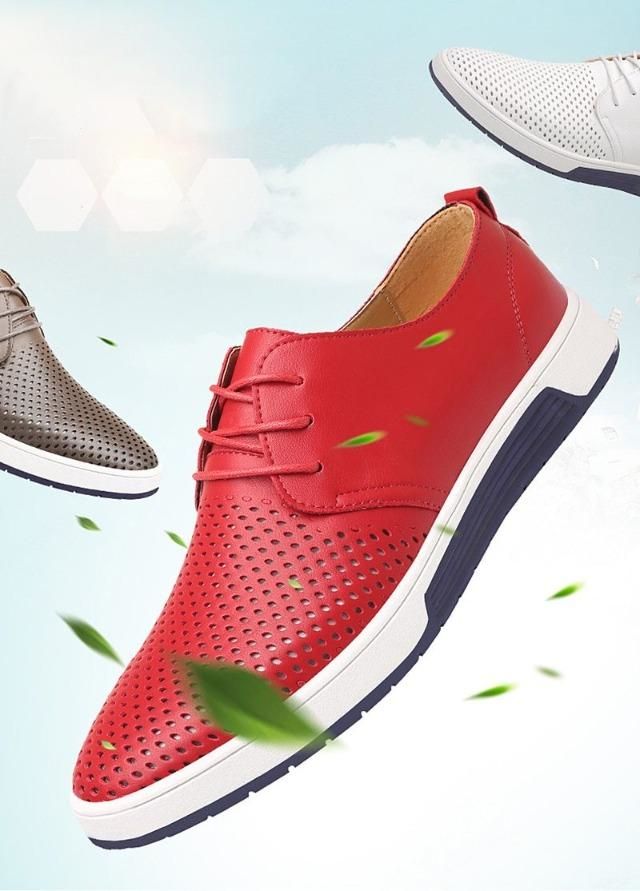 (1) Summer Low-top Lace-up Shoes With Perforated Toe Box, Summer Lace-up Synthetic Walking Shoes, Synthetic Lace-up Walking Shoes For Summer, Casual Dress Shoes With Rubber Sole For Spring, Casual Dress Shoes With Textured Sole, Red Synthetic Walking Shoes With Round Toe, Spring Sneakers With Red Sole, Summer Lace-up Shoes With Perforations And Flat Heel, Spring Flat Sneakers With Red Sole