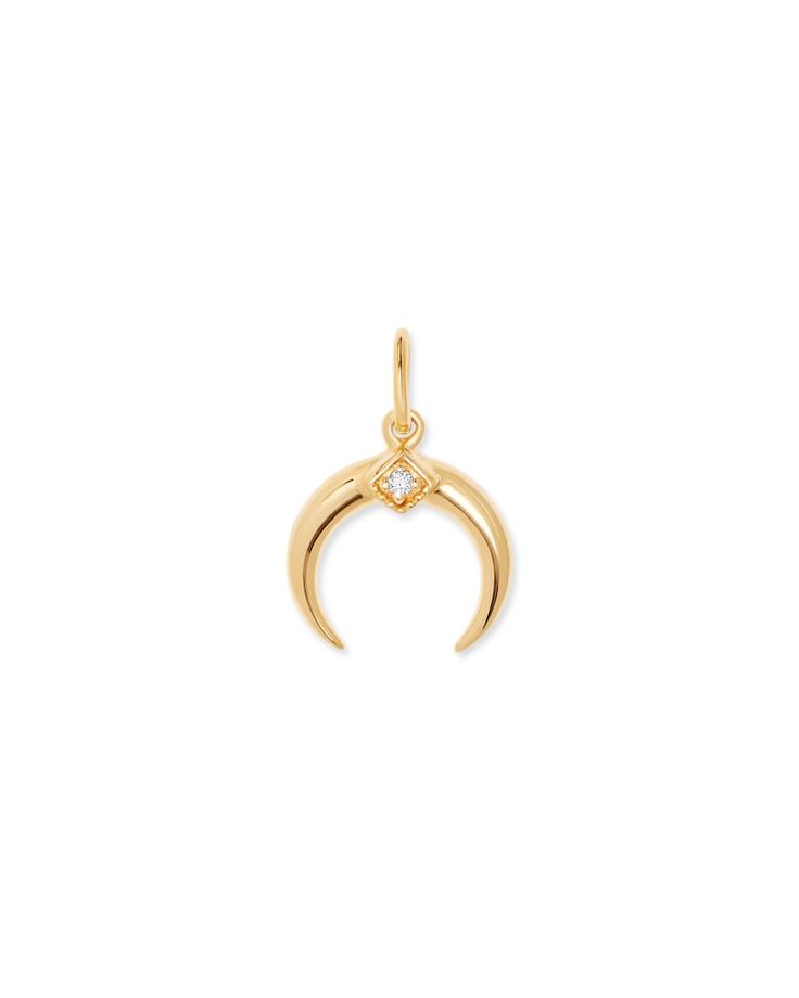 Attract good things with the Crescent Horn 18K Gold Vermeil Charm in White Diamond . Representing protection and strength, wear this sparkling symbol alone, or paired with your favorite jewelry box pieces. Celestial 14k Gold Gemstone Jewelry, Elegant Charms Jewelry In Recycled Gold, Elegant Jewelry With Charms In Recycled Gold, Celestial Style 14k Gold Jewelry With Gemstones, Celestial Yellow Gold Charms As Gifts, Celestial Gold Gemstone Jewelry, Spiritual Yellow Gold Jewelry In Recycled Gold, Spiritual Yellow Gold Recycled Jewelry, Spiritual Recycled Gold Pendant Jewelry