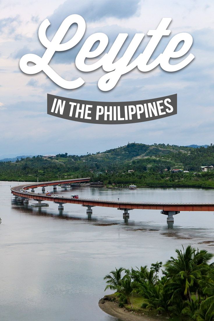 a bridge over water with the words lelyte in the philippines on it's side