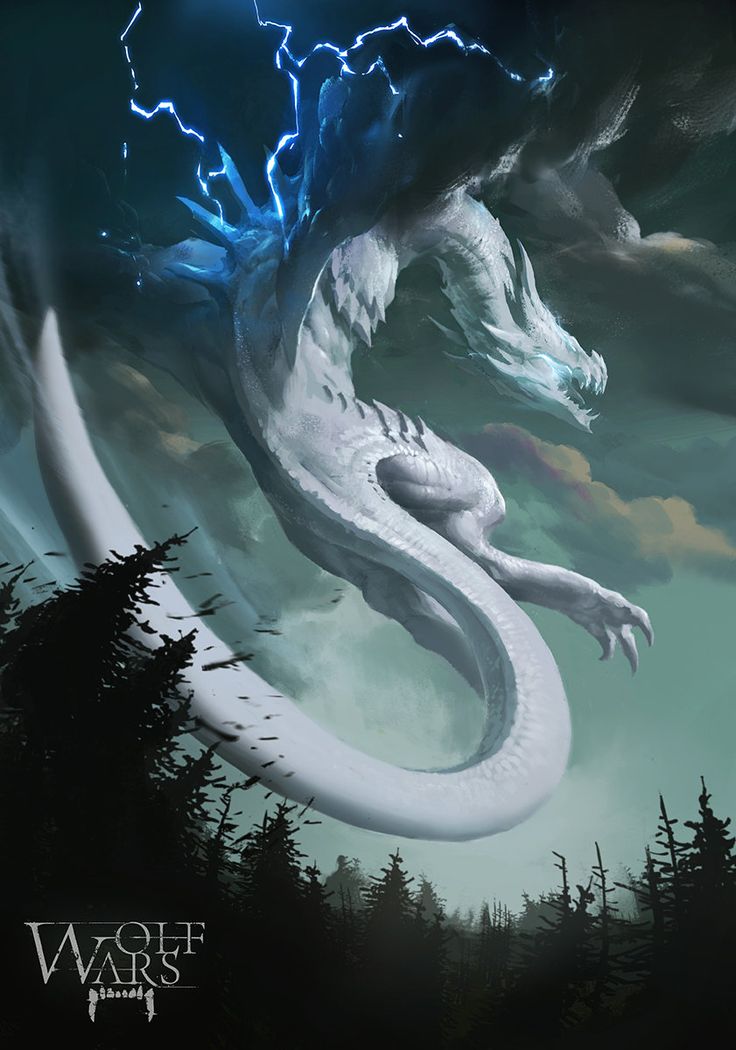 a large white dragon flying through the air