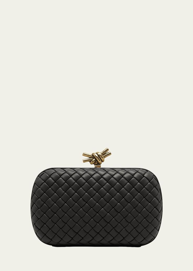 Bottega Veneta Knot Bag Luxury Woven Leather Rectangular Clutch, Luxury Clutch With Intrecciato Weave, Luxury Rectangular Woven Leather Clutch, Rectangular Clutch With Intrecciato Weave For Evening, Evening Clutch With Intrecciato Weave, Rectangular Intrecciato Weave Clutch For Evening, Designer Woven Leather Clutch For Evening, Designer Evening Clutch With Intrecciato Weave, Elegant Woven Leather Evening Clutch