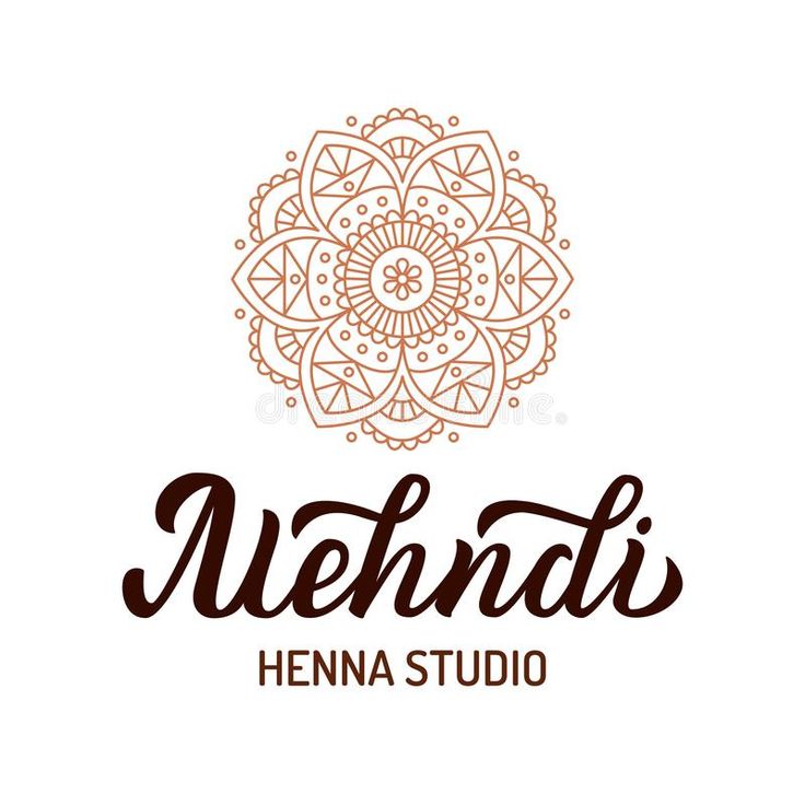 the logo for henna studio on white background with brown and orange colors royalty illustration