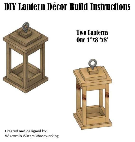 the plans for two lanterns are shown in three different sizes and colors, including one with a