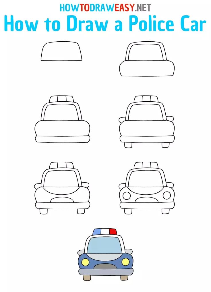 how to draw a police car for kids with easy steps and instructions on how to draw a police car