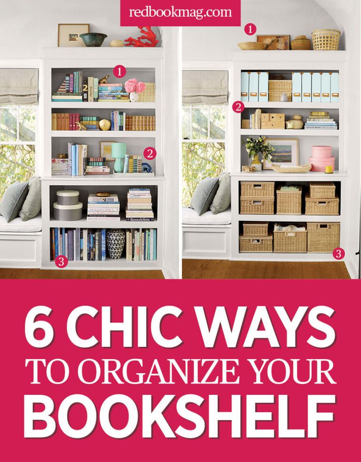 bookshelf with text that reads 6 chic ways to organize your book shelf