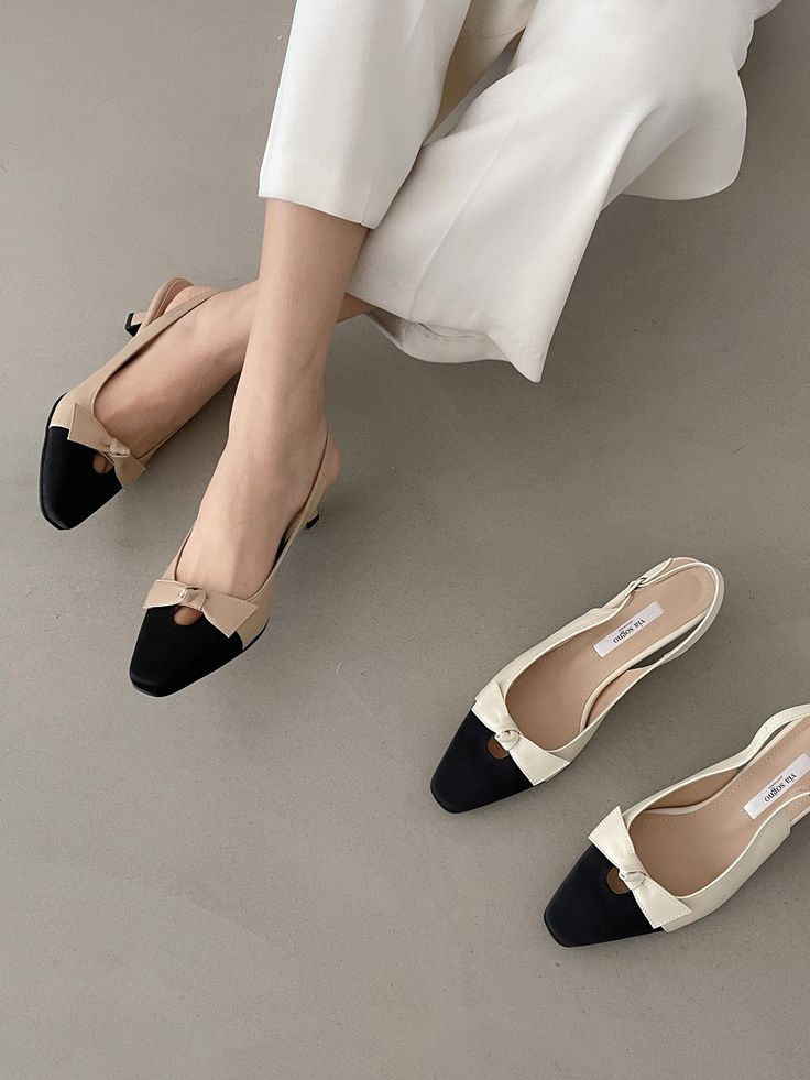 Editor's NotesVia sogno's shoes are versatile and perfect for everyday wear.- V-lined instep slingback mules- Color block modern square toe- Size adjustable with back strap- Kitten heel- Silk fabric combo- Knotted bow detailMeasurements(in.)- Size: KR 230MM (US 6) - KR 255MM (US 8.5)- Heel Height: 2 in.*Fits true to the size.Composition & Care- Lambskin/ Silk- The leather may have fine scratches and wrinkles- Professional shoe cleaning is neededDesigner- by Via sogno Beige Square Toe Slingback Pumps, Chic Slingback Pumps With Square Toe, Summer Office Slingback Pumps With Square Toe, Chic Slingback Pumps With Wrapped Heel And Square Toe, Chic Square Toe Slingback Pumps With Wrapped Heel, Formal Slingback Pumps With Square Toe And Contrasting Heel, Chic Slingback Sandals With Wrapped Heel And Square Toe, Chic Beige Slingback Pumps With Block Heel, Chic Slingback Mules For Work