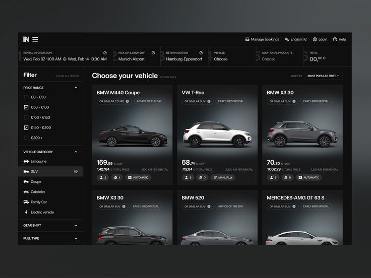 an image of a website page with cars on the screen and below it are several different types of vehicles