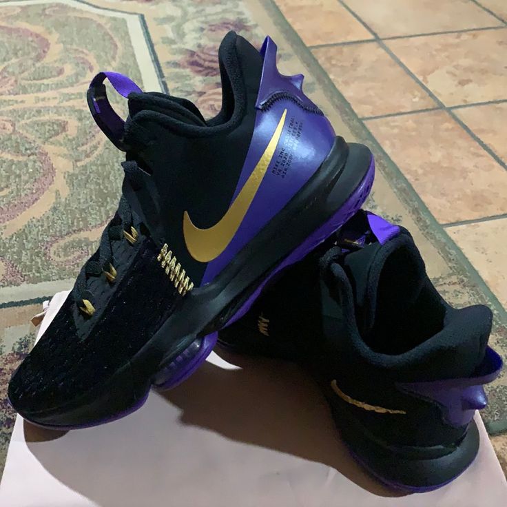 Lebron, Timing Couldn’t Have Been Better To Release This Shoe For The Nba 2020 Finals. Lakers 2020 Nba Champions While Predominantly Hued In Black, Supportive Accents Of Purple And Gold Complement In A Handful Of Sections; The Former Seeing Through To Treading And Heel Overlays, While The Latter Swathes The Swooshes, Exposed Tongue And Mid-Foot Stitchings, And The Lace Loops. 100% Brand New With Original Box. (No Lid) Purchased From Authentic Nike Retailer. Size 12 Purple Custom Sneakers With Boost Midsole For Sports, Purple Custom Sneakers For Sports With Cushioned Footbed, Purple Round Toe Basketball Shoes For Sports, Purple Round Toe Basketball Shoes For Training, Nike Purple Basketball Shoes With Boost Midsole, Purple Custom Sneakers With Cushioned Footbed For Sports, Purple Basketball Shoes For Sports, Purple Round Toe Basketball Shoes, Purple Nike Basketball Shoes For Sports