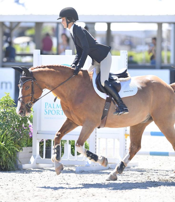 a woman riding on the back of a brown horse