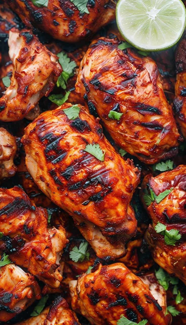 grilled chicken with cilantro and lime on the side