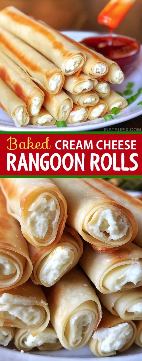 this is an image of baked cream cheese rangoon rolls