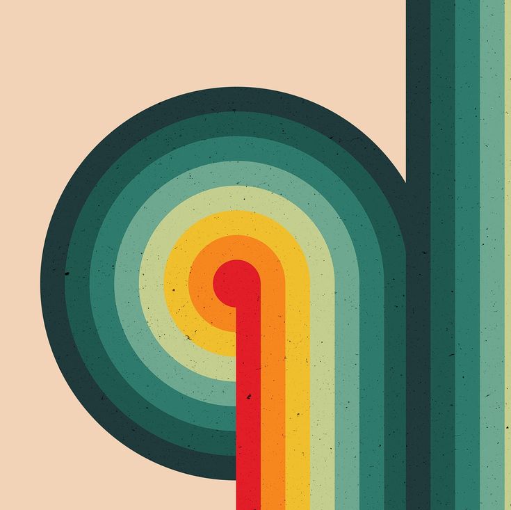 an abstract poster with the letter p painted in multicolored stripes and shapes that appear to be overlapping