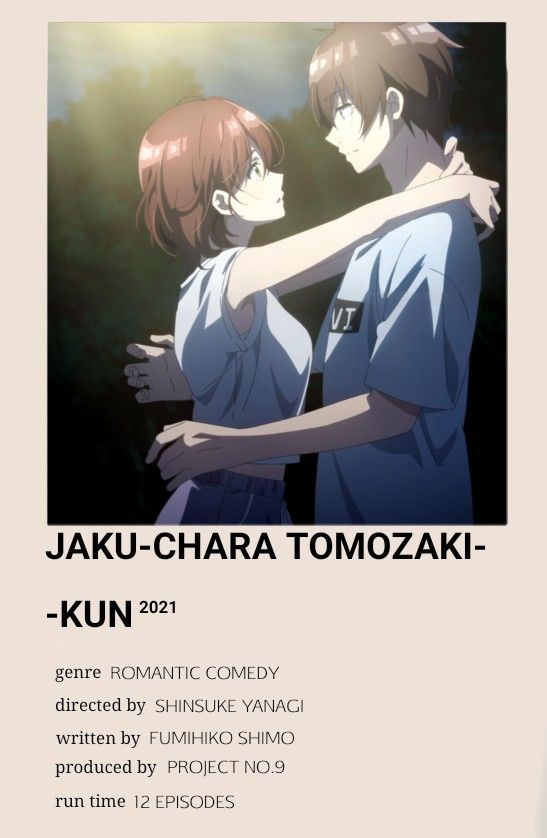 an anime poster with two people hugging each other