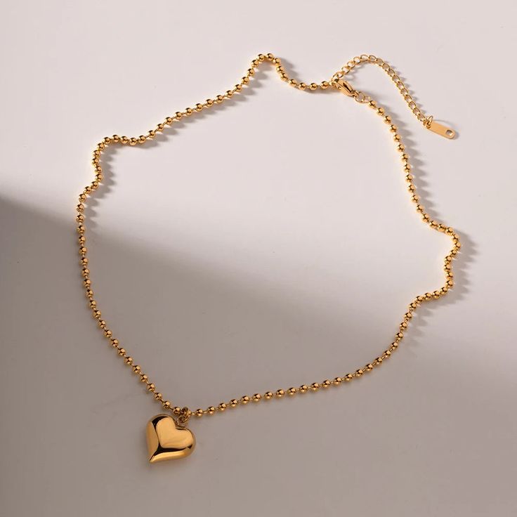 18k Gold plated Heart Necklace Elegant Heart Shaped Chain Necklace For Mother's Day, Tarnish Resistant Heart Pendant Necklaces For Mother's Day, Minimalist Gold Necklace With Heart Beads, Elegant Heart Beads Chain Necklace As A Gift, Elegant Heart Beads Chain Necklace Gift, Elegant Chain Necklace With Heart Beads For Gift, Valentine's Day Gold-tone Necklaces With Adjustable Chain, Gold Open Heart Necklace With Delicate Chain, Gold Plated Necklaces With Heart Beads