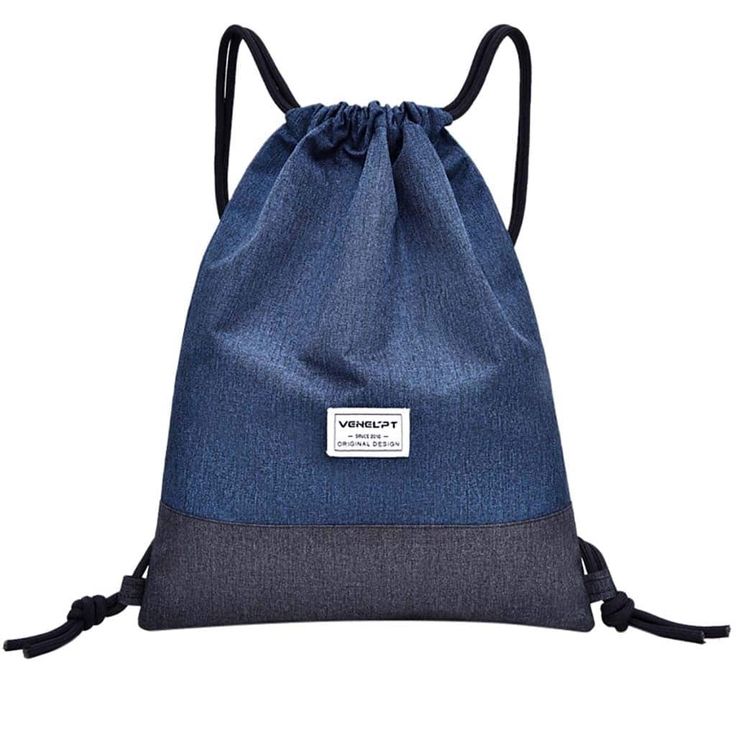 Two Tone Sports Drawstring Backpack - Blue Force Sports Blue Functional Gym Backpack, Functional Blue Gym Backpack, Sporty Blue Backpack For Sports, Sporty Blue Sports Backpack, Sporty Navy Standard Backpack, Casual Navy Bag For Outdoor, Blue Sporty Backpack For Sports, Casual Navy Bags For Outdoor, Casual Navy Outdoor Bag