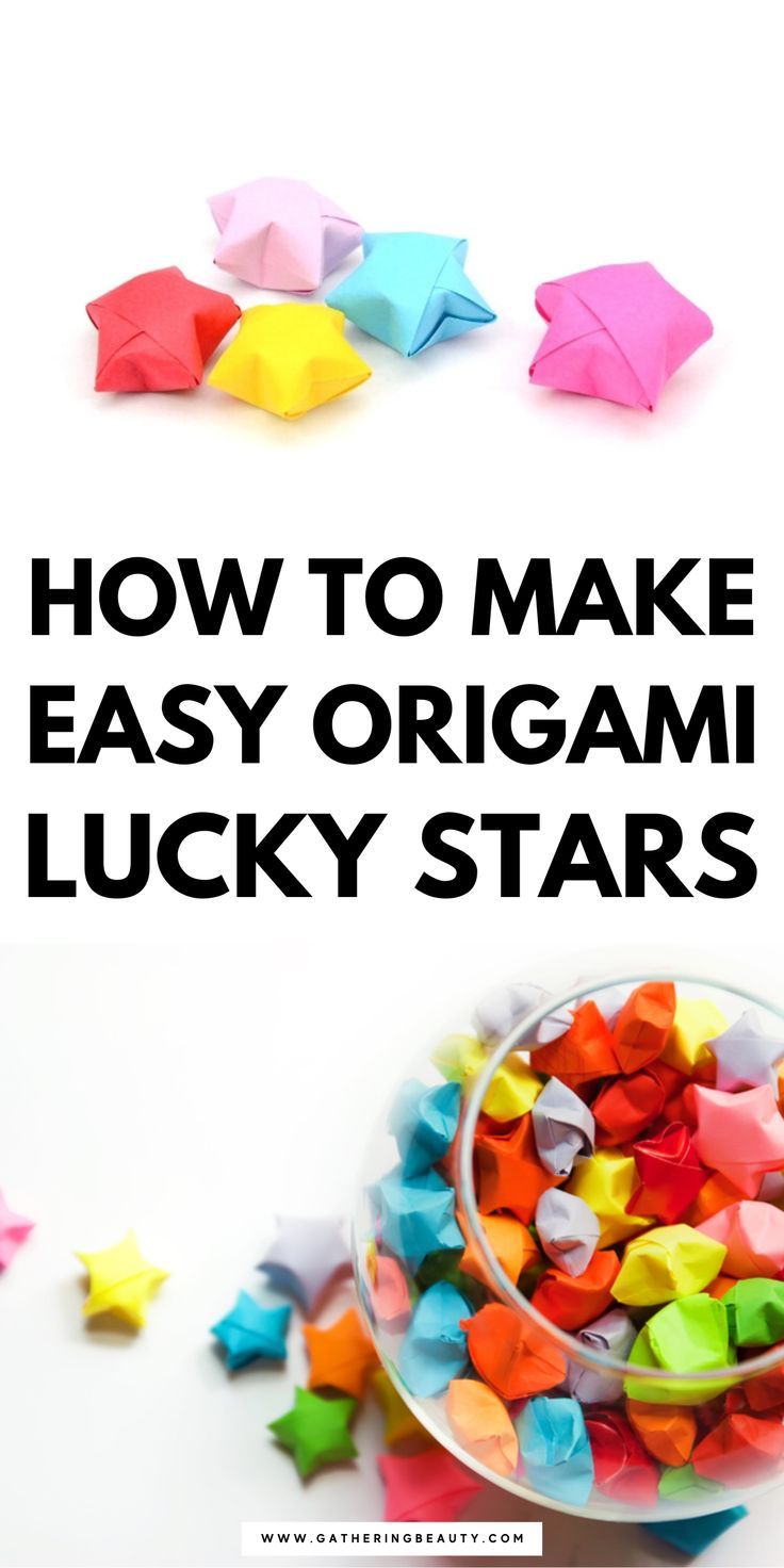 Glass bowl filled with tiny origami lucky stars shot from overhead. Folded Paper Stars, Origami Easy Step By Step, Origami Star Paper, Origami Lucky Star, Trending Crafts, Kids Origami, Cute Origami, Origami Patterns, How To Make Origami