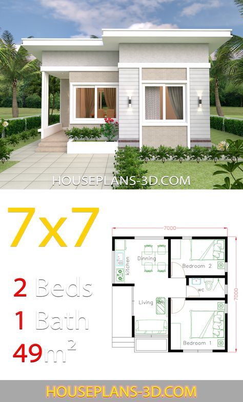 two story house plan with 3 beds and 2 bathrooms