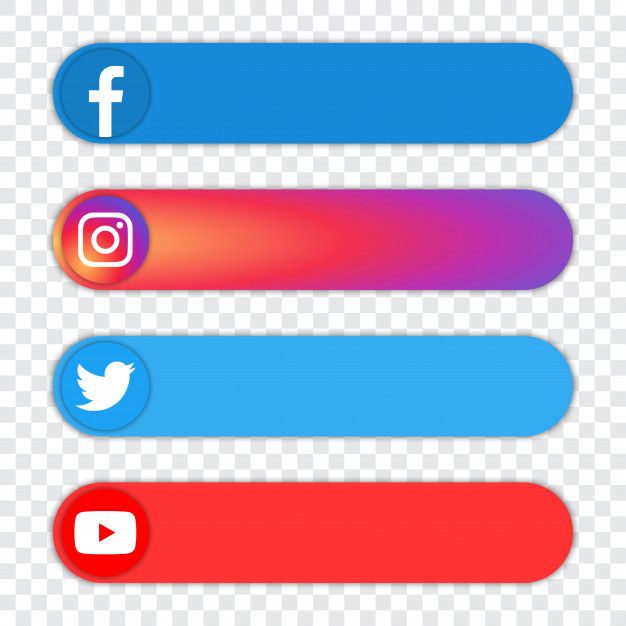 three different colored buttons with social icons on them, including one for twitter and the other for