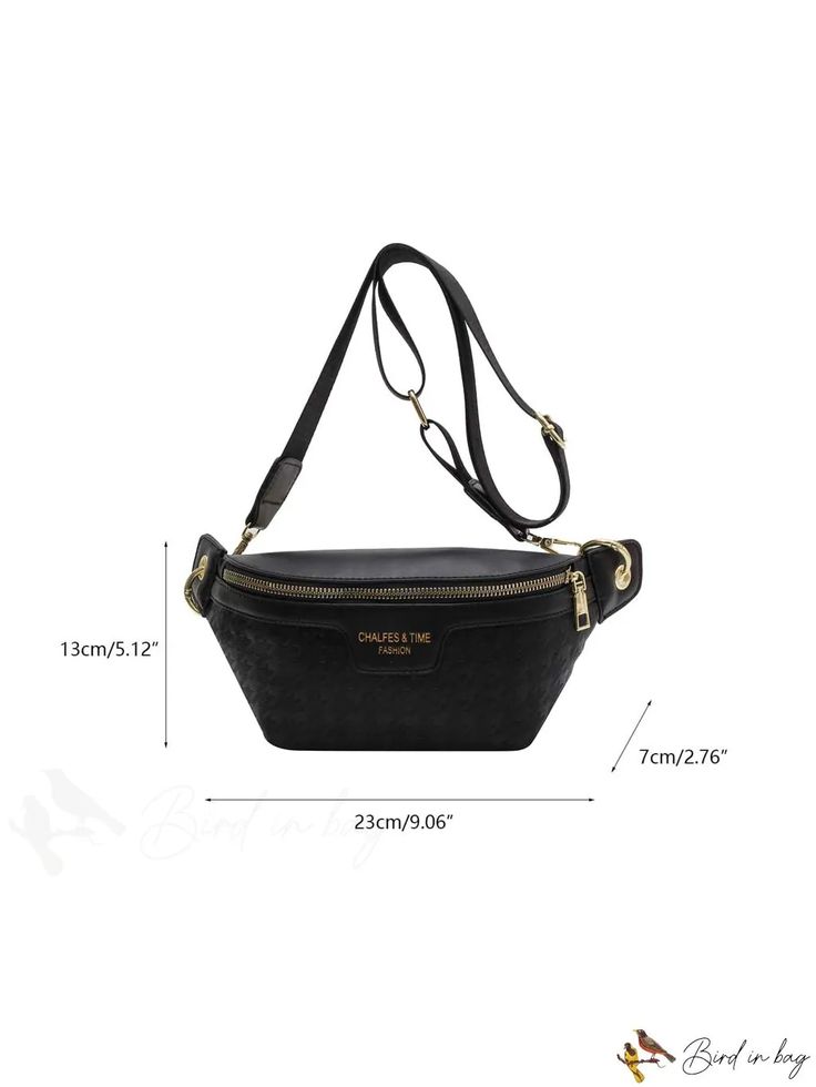 BirdinBag - Text-Emblazoned Waist Bag Trendy Travel Tote Belt Bag, Trendy Travel Belt Bag Tote, Trendy Large Capacity Pouch Belt Bag, Chic Large Capacity Belt Bag Satchel, Chic Large Capacity Pouch Belt Bag, Trendy Large Capacity Shoulder Pouch, Chic Large Capacity Satchel Belt Bag, Chic Rectangular Belt Bag With Zipper, Chic Rectangular Belt Bag With Zipper Closure