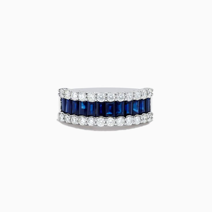 Effy Royale Bleu 14K White Gold Blue Sapphire and Diamond Ring Sapphire And Diamond Ring, Effy Jewelry, White Stone, Blue Sapphire, Round Diamonds, Gold Metal, Diamond Ring, Sapphire, White Gold