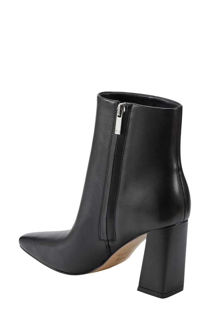 Boasting a clean-lined, sleek silhouette with a modern square toe and tapered block heel, this versatile leather bootie is a go-to cool-weather look. 3 1/2" heel(size 8.5) 4 3/4" shaft Leather upper/synthetic lining and sole Imported Block Heel Boots With Heel Pull Tab, Workwear Ankle-high Boots With Contrasting Heel Counter, Chic Heeled Boots With Heel Pull Tab For Work, Sleek Heeled Boots With Stacked Block Heel, Stacked Heel Business Boots, Modern Ankle-high Heeled Boots For Formal Occasions, Modern Mid-calf Boots With Block Heel, Chic Boots With Block Heel And Heel Pull Tab, Chic Boots With Heel Pull Tab And Block Heel