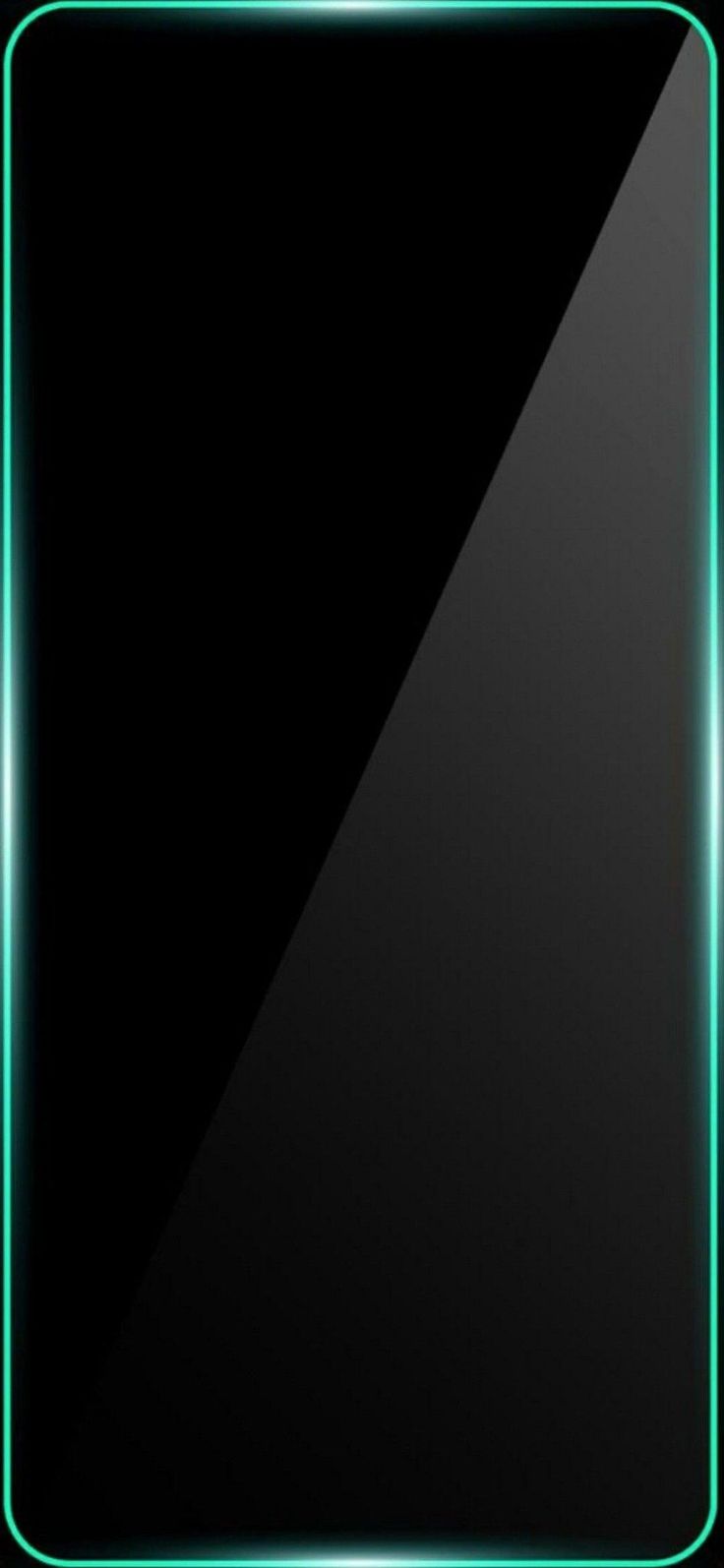 a black square with green neon lights in the middle and an illuminated border around it