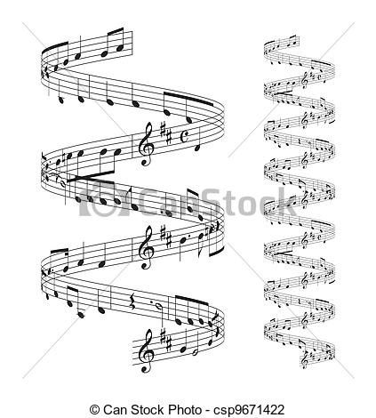 sheet music notes arranged in the shape of a spiral with musical staffs on them