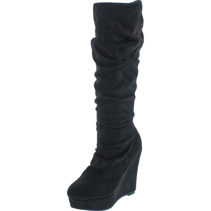 Spirit Moda Emma-1 Black Womens Boots 6 New High Ankle Synthetic Wedge Boots For Fall, Synthetic High Ankle Wedge Boots For Fall, Black High Ankle Wedge Boots For Spring, Black Round Toe Wedge Boots For Spring, Black Knee-high Spring Boots, Black Knee-high Wedge Boots For Fall, Black Knee-high Wedge Boots, Casual Winter Synthetic Wedge Boots, Casual Black High Ankle Wedge Boots