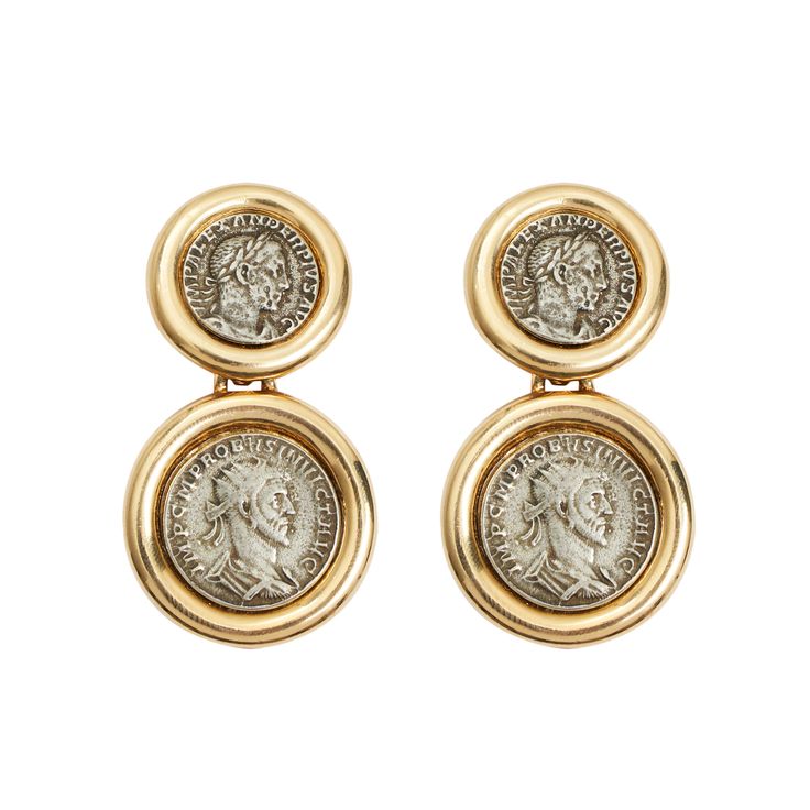 Roman Coin collection transcends travel and sculptural elements of European currency. Ancient Rome Empire jewelry accented with snake chain or gold collars. Brass Drop Earrings With Clip-on, Brass Drop Earrings, Clip-on, Clip-on Brass Drop Earrings, Luxury Clip-on Metal Earrings, Brass Clip-on Drop Earrings, Luxury Metal Drop Clip-on Earrings, Clip-on Brass Drop Plug Earrings, Gold-tone Drop Clip-on Earrings, Silver Clip-on Earrings In Brass