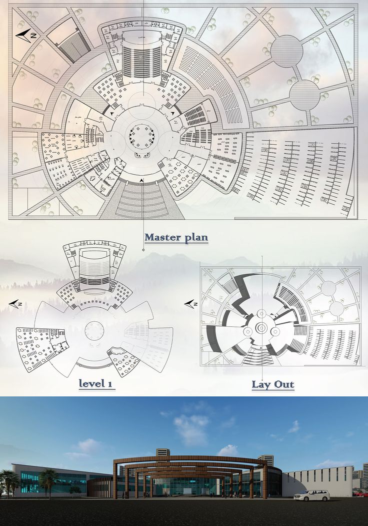 two different views of the same building, each with its own floor plan and elevation details