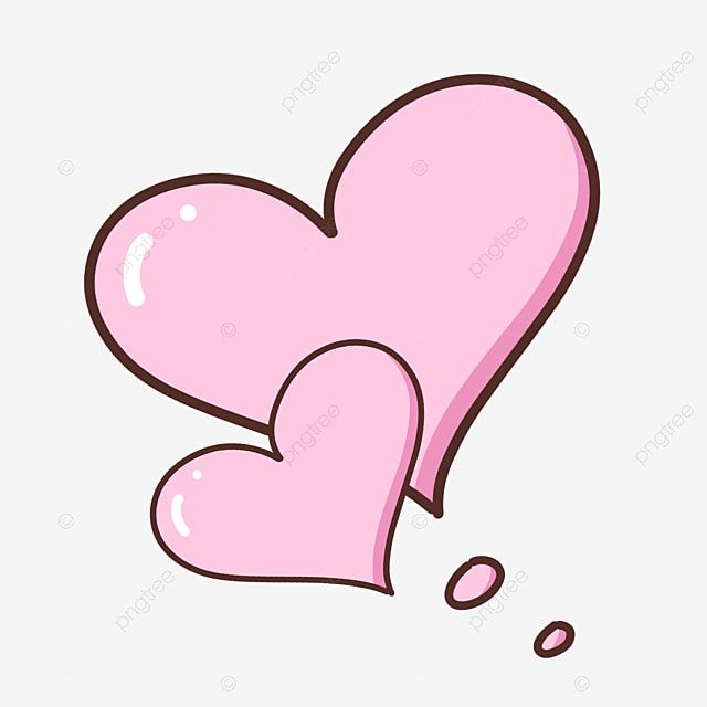 two pink hearts in the shape of a heart, cartoon, love png and psd