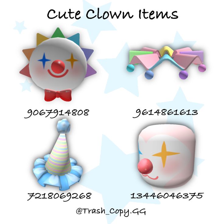 some cute clown themed items are shown in this graphic style, including hats and balloons