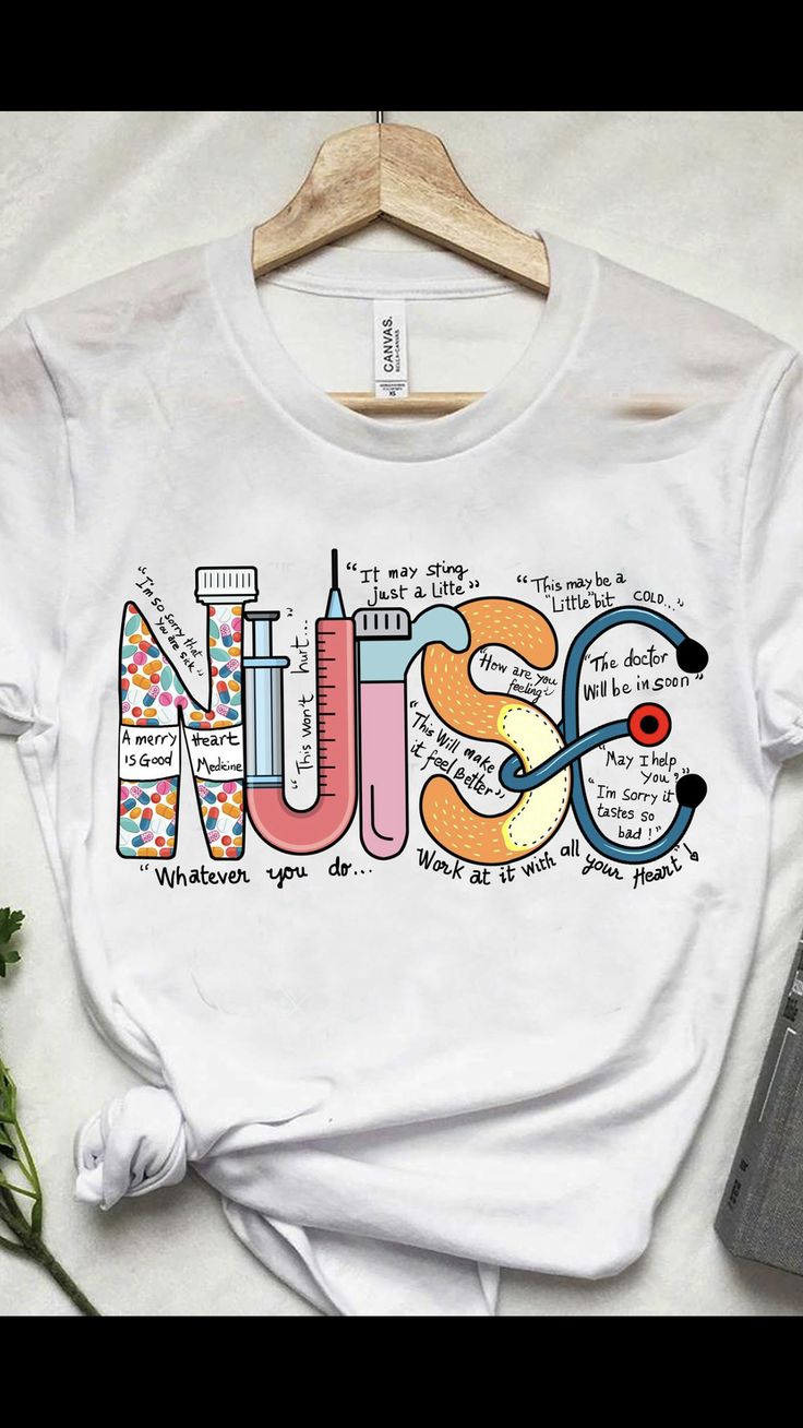 a t - shirt with the word nurse written in different languages and letters on it