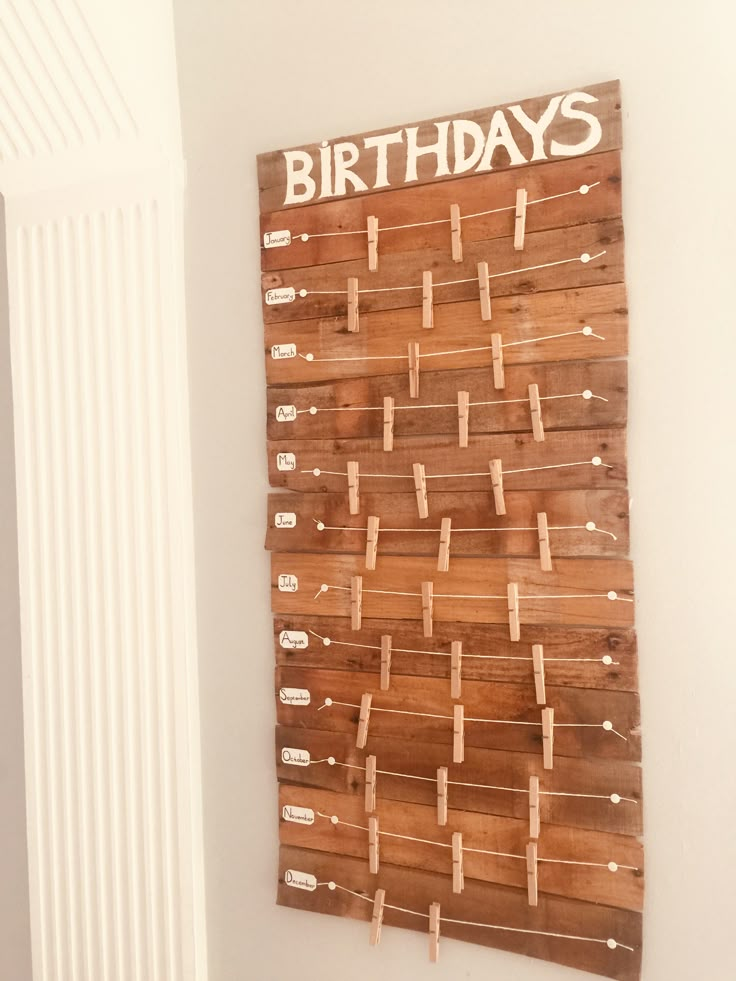 a wooden birthday sign hanging on the wall next to a radiator and heater