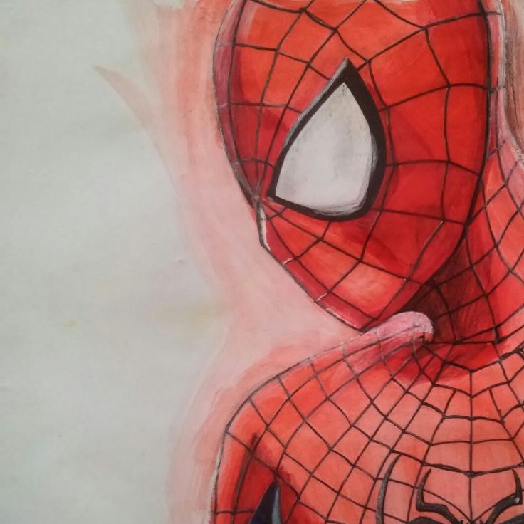 a drawing of a spider - man in red and black