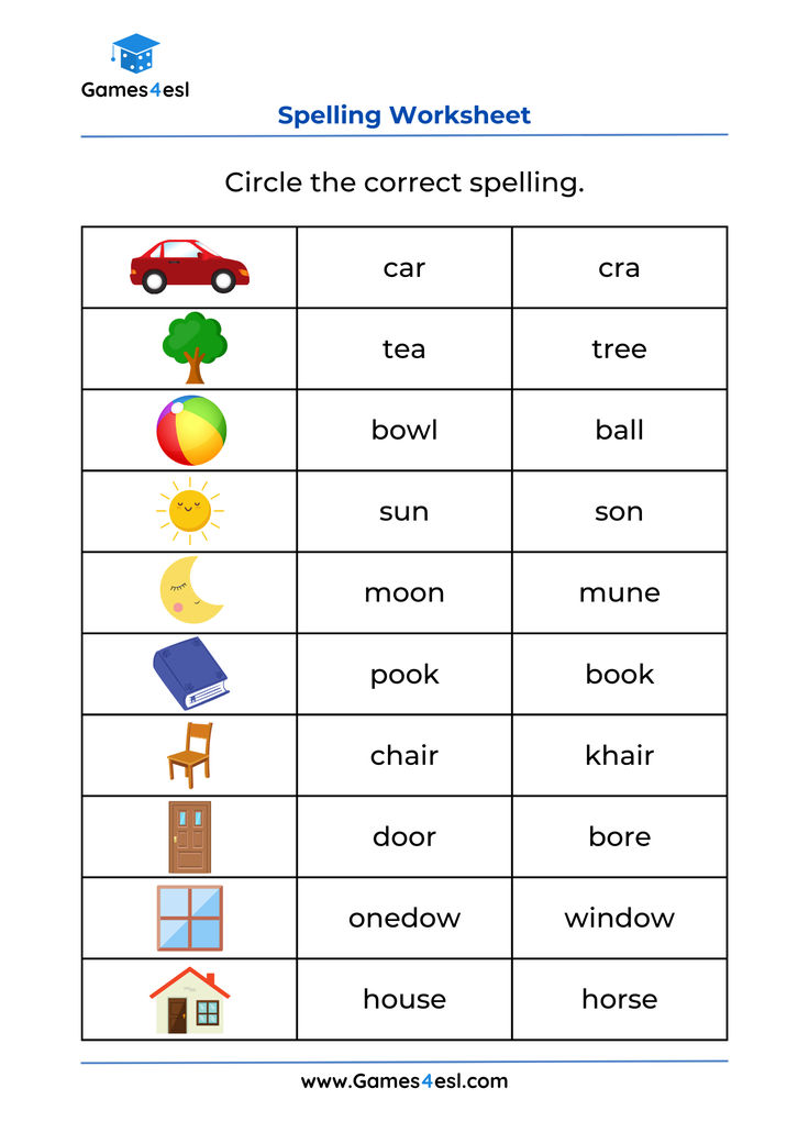 the worksheet for spelling words in english and spanish with pictures on each page