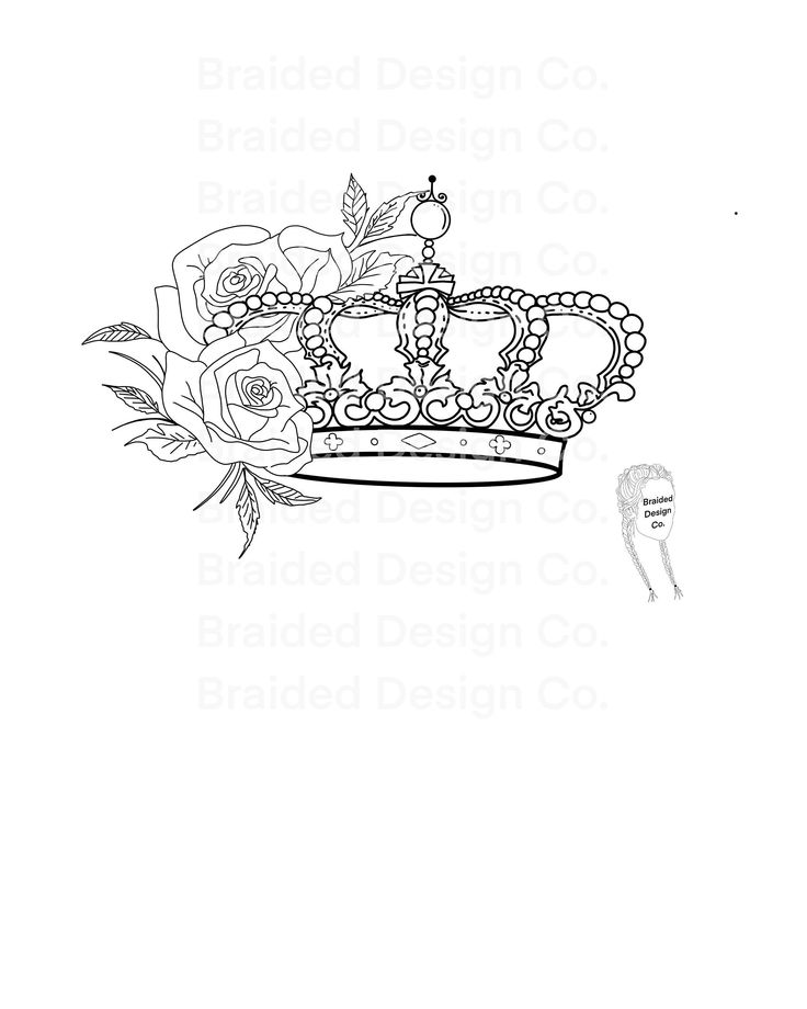 a drawing of a crown with roses on it