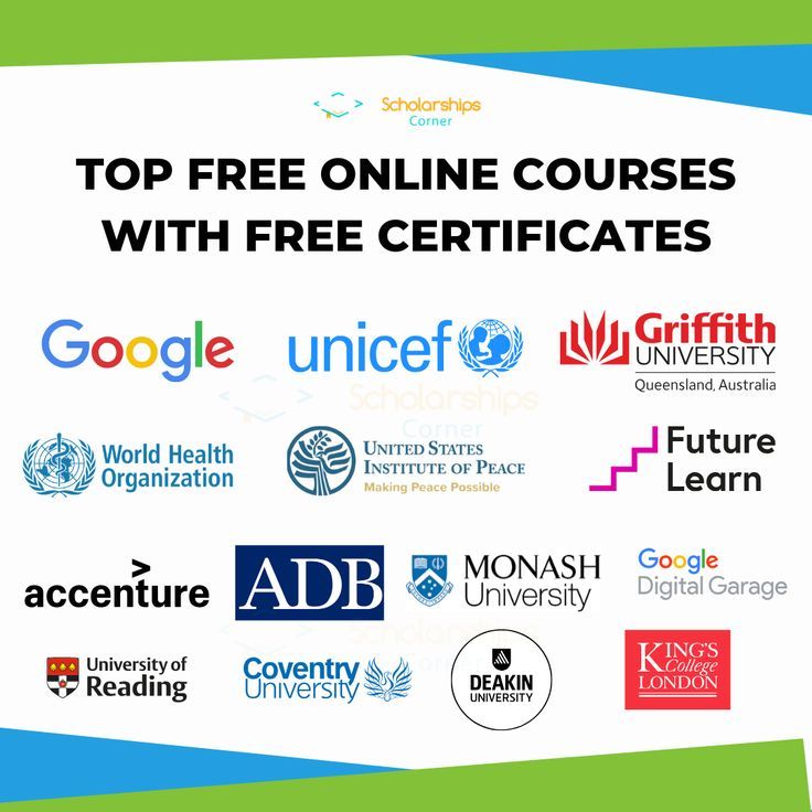 the top free online courses with free certificates for teachers and students to use on their website