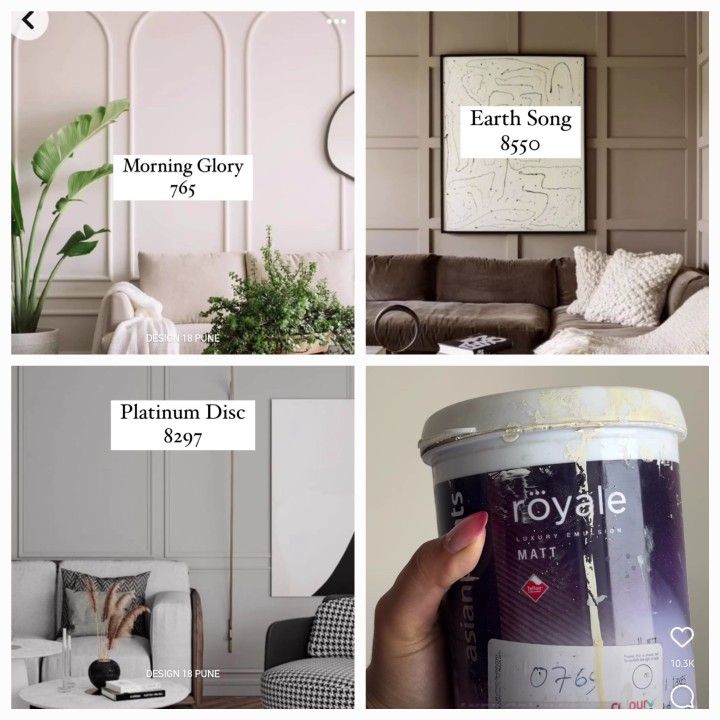 four different pictures with the names of furniture and home decor items in white, pink, gray