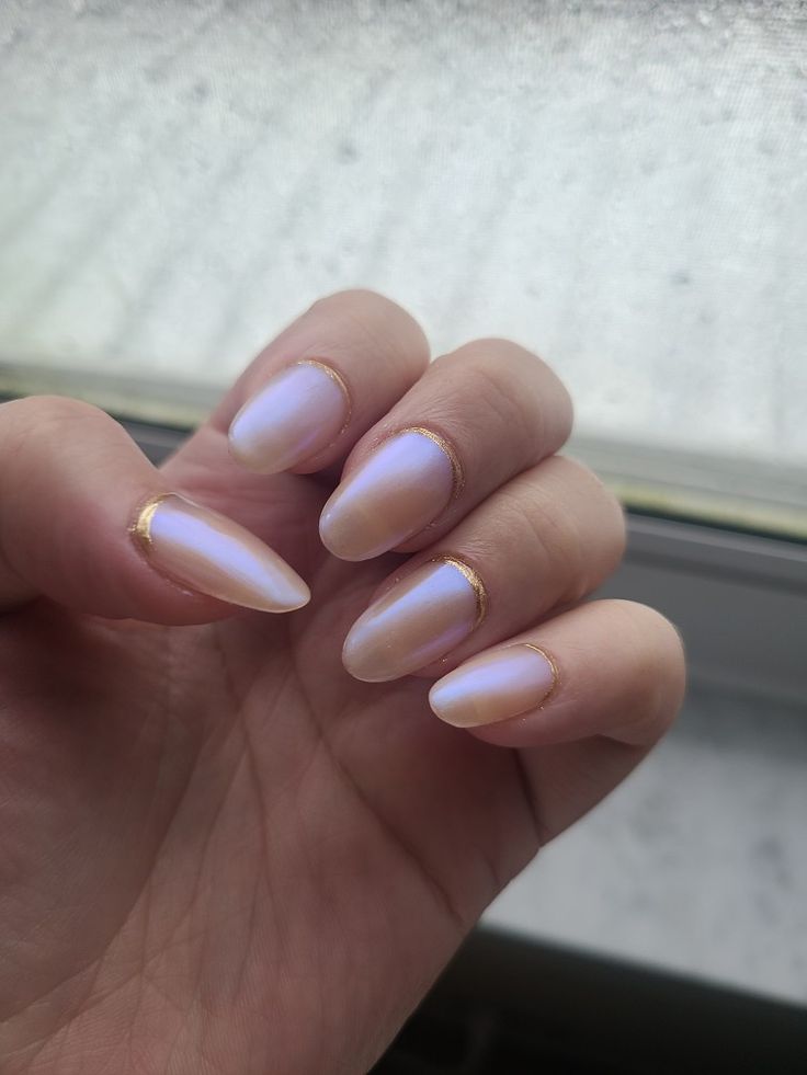 Chrome nails with gold reverse French manicure tips Gold Reverse French Nails, Chrome Reverse French, Reverse French Chrome Nails, Reverse Tip Nails, Reverse Chrome Nails, Reverse Manicure, French Manicure Tips, Reverse French Nails, Reverse French Manicure