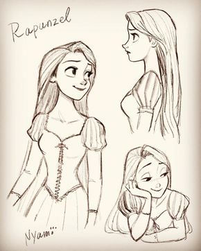 some sketches of rappuncel from the disney movie