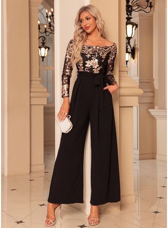 JJ's House Yes Polyester Tulle Sequin Maxi Off the Shoulder Fall Winter Jumpsuit/Pantsuit Belt/Sash Yes Black S Height:5.7ft(174cm) Bust:33.5in(85cm) Waist:26in(66cm) Hips:36in(91cm) Dress. #JJ's House #Yes #Polyester #Tulle #Sequin #Maxi #OfftheShoulder #Fall #Winter #JumpsuitPantsuit #BeltSash #Yes #Black #S #Dress Formal Jumpsuits For Women Classy, Jumpsuit Elegant Wedding, Elegant Evening Jumpsuits, Evening Pant Suits, Winter Wedding Attire, Cocktail Attire For Women, Off The Shoulder Jumpsuit, Jumpsuit For Wedding Guest, Black Tie Attire