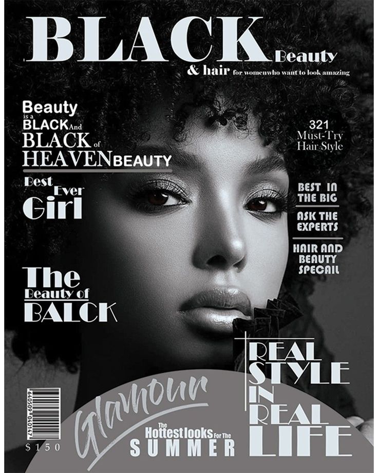 the front cover of black beauty magazine with an image of a woman's face