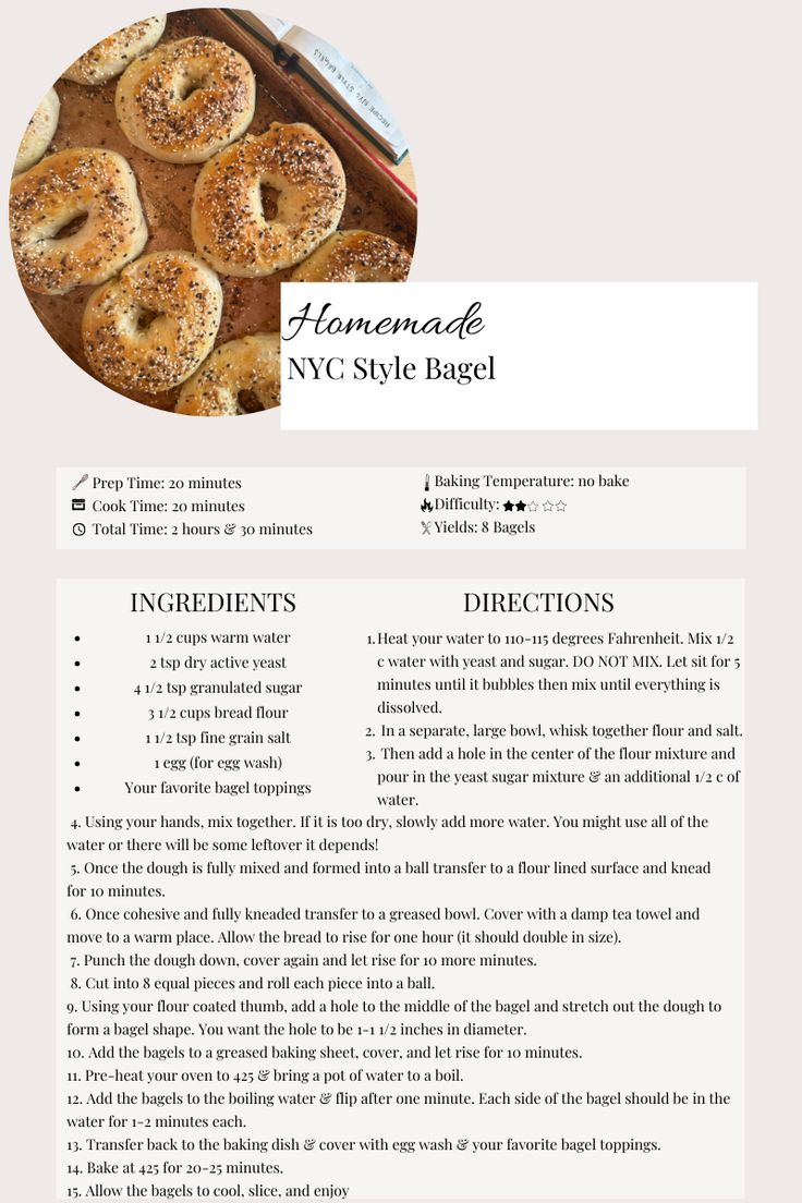 a recipe for bagels is shown in this image