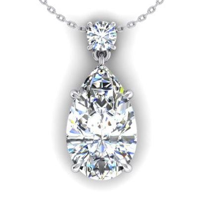 White Gold Pendant Pear & Round Diamond Necklace Diamond Pendants Designs, Pear Pendant, Pear Cut Diamond, Pear Diamond, Natural Earth, Pendant Design, Diamond Pendant Necklace, Stone Cuts, Pear Cut