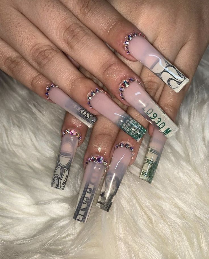 Money Nails, Diy Acrylic Nails, Spring Nail Designs, Glamour Nails, Colored Acrylic Nails, Brighter Days, Girly Acrylic Nails, Dope Nail Designs, Exotic Nails