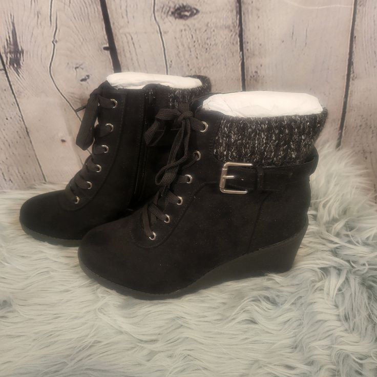 Awesome Boots. New In Box. Torrid. Black Faux Suede Wedge Sweater Boots. Size 8ww Bundle And Save! Faux Suede Boots, Suede Wedges, Sweater Boots, Cool Boots, Suede Boots, Faux Suede, Bootie Boots, Ankle Boots, Wedges