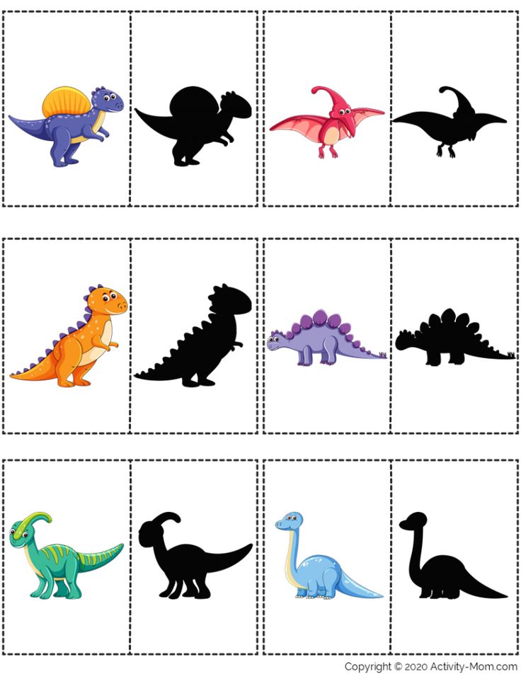 the printable dinosaur matching game for toddlers to learn how to count them in different colors